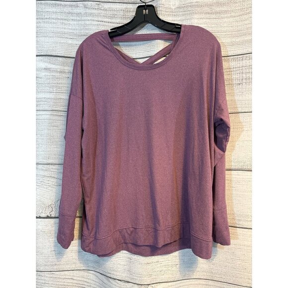 Nike Dry-Fit Loose Fit Long Sleeve Top With Cross Back Size LP - Picture 1 of 3